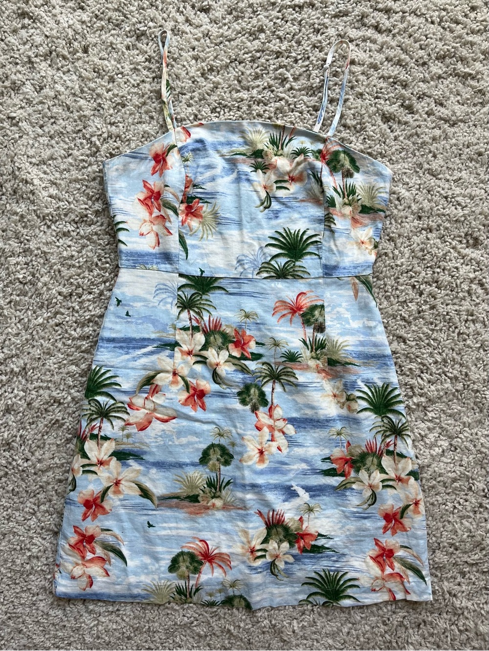 Forever 21 Tropical Floral Spaghetti Strap Mini Dress
